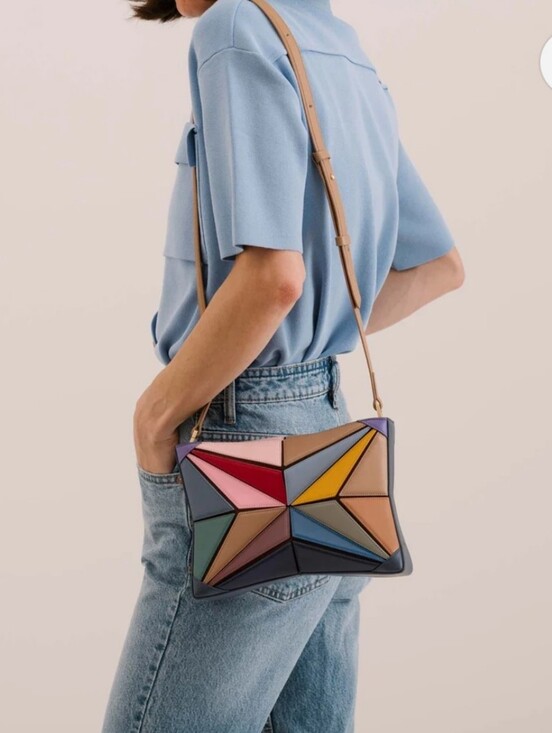 Mlouye Handbags - Mlouye Atlas Multicolor Crosabody Leather Pink Yellow Camel Blue Handbag